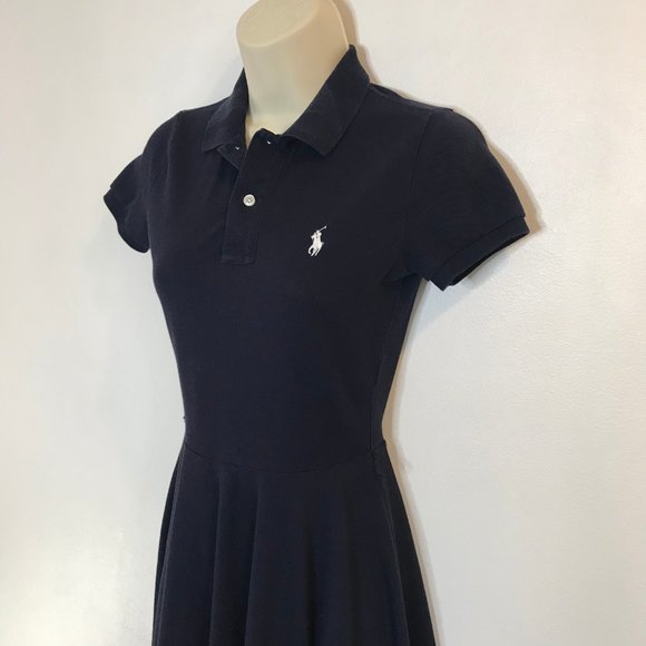 Polo Ralph Lauren T-shirt Dress SMALL S Navy Blue Fit & Flare Cotton Stretch - Picture 2 of 9